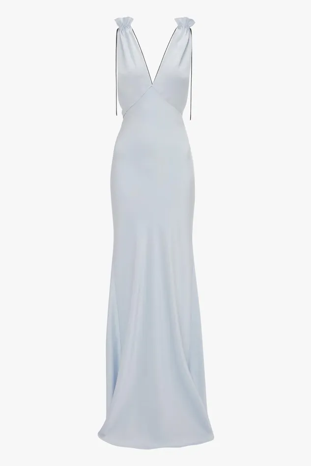 Dresses Women Victoria Beckham Exclusive Gathered Shoulder Cami FloorLength Gown In Ice Blue
