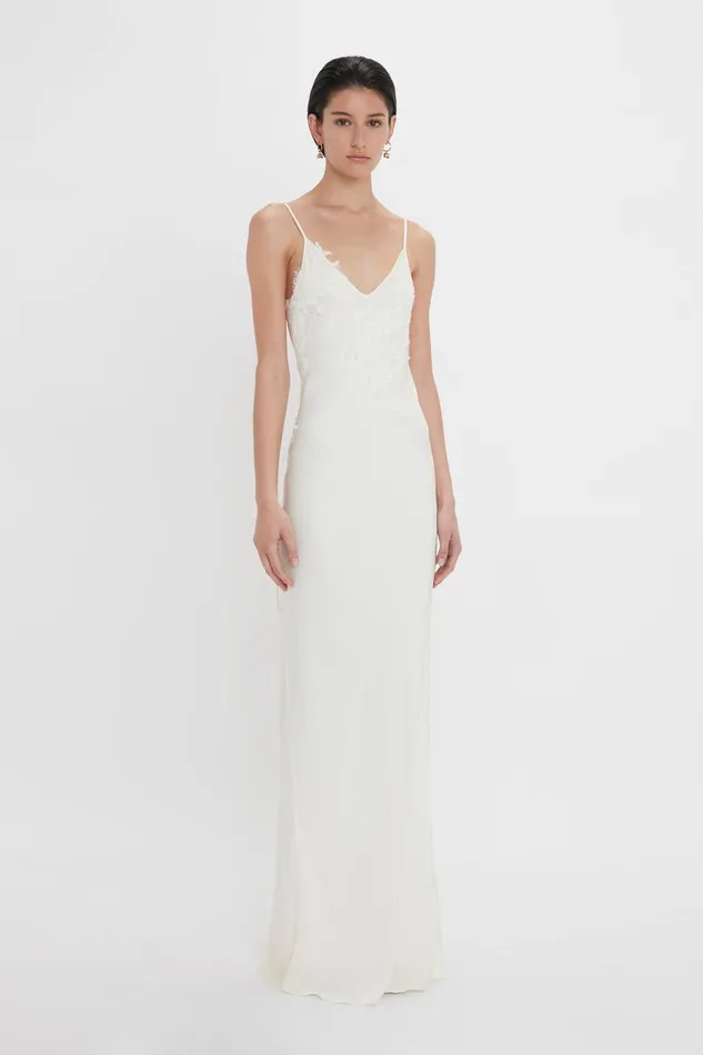 Dresses Women Victoria Beckham Exclusive Lace Detail FloorLength Cami Dress In Ivory