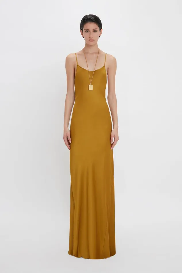Dresses Women Victoria Beckham Low Back Cami FloorLength Dress In Harvest Gold