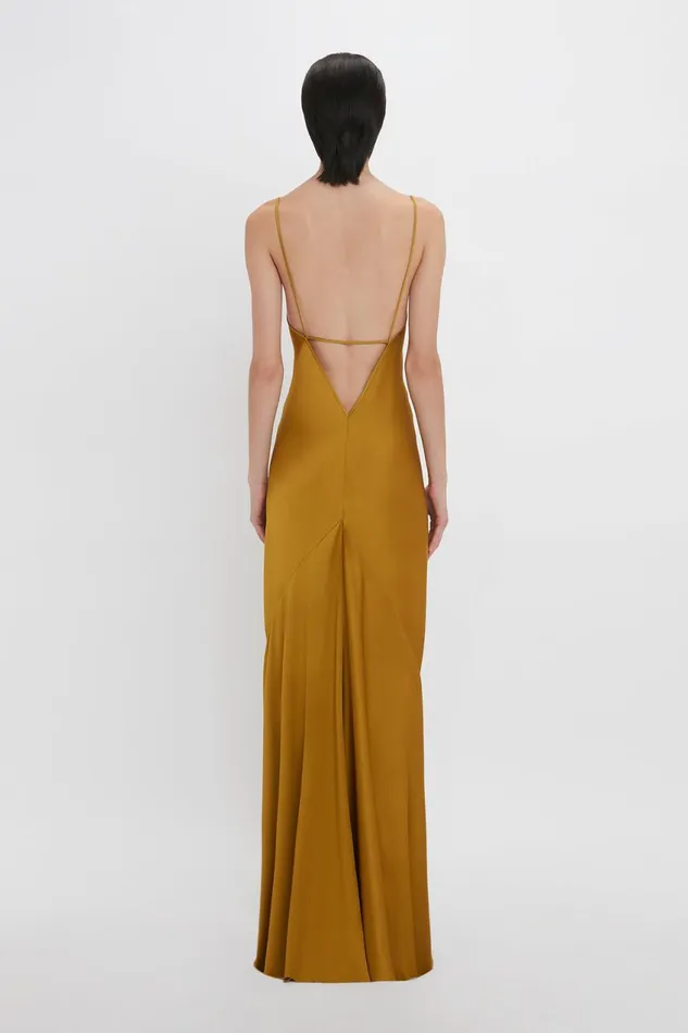 Dresses Women Victoria Beckham Low Back Cami FloorLength Dress In Harvest Gold