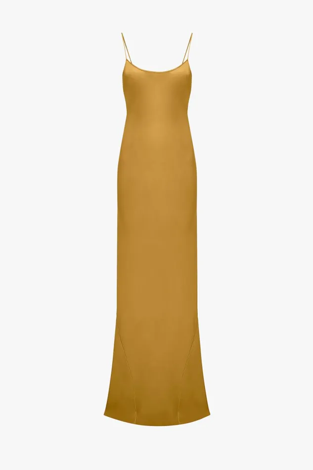 Dresses Women Victoria Beckham Low Back Cami FloorLength Dress In Harvest Gold