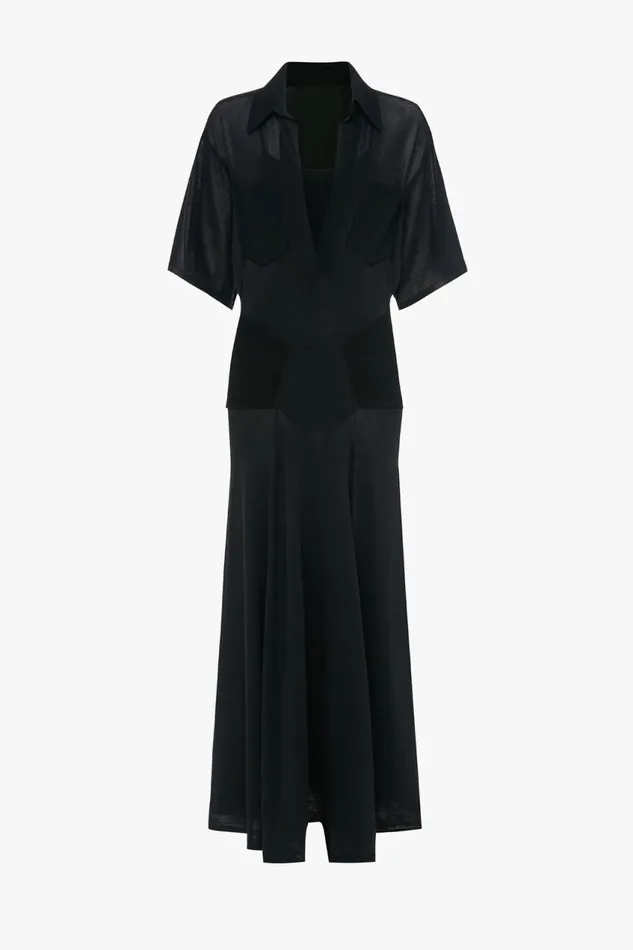 Dresses Women Victoria Beckham Panelled Knit Dress In Black
