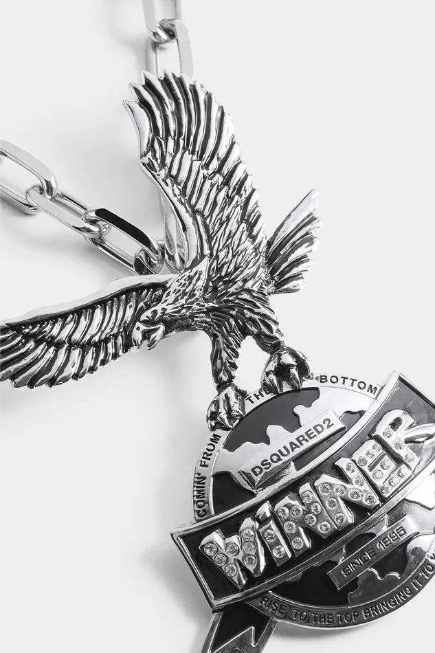 Dsquared2 Jewellery Chain Me Eagle Pendant Necklace Palladium 8211 Men