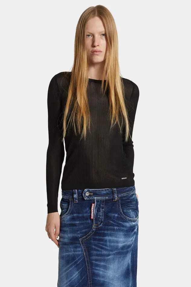 Dsquared2 Knitwear Knit Long Sleeve Top Black 8211 Women
