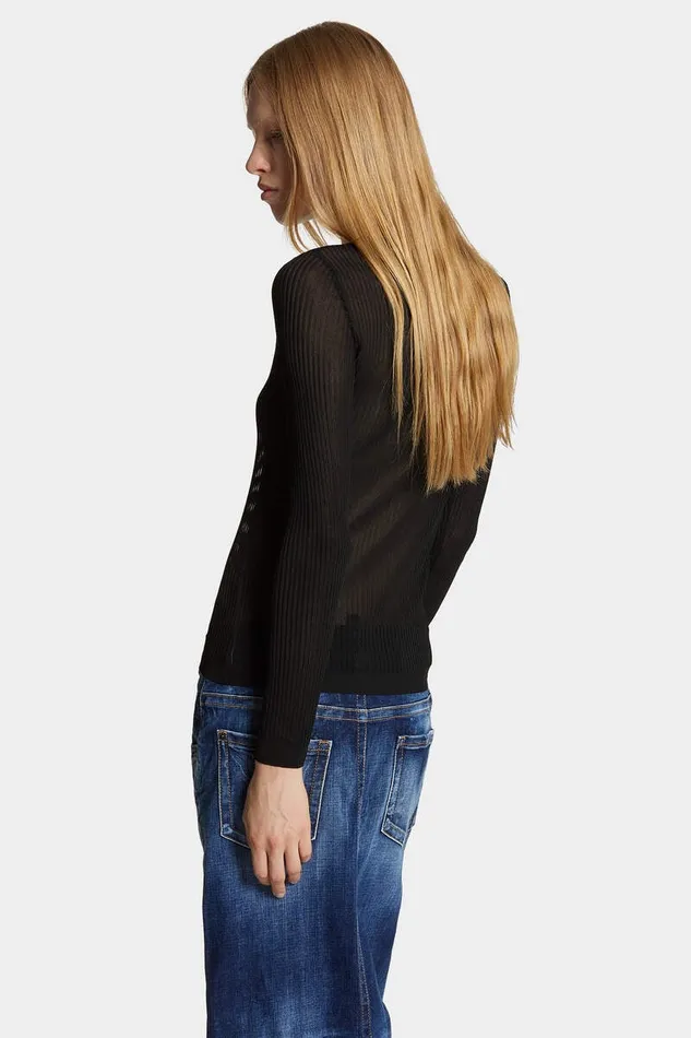 Dsquared2 Knitwear Knit Long Sleeve Top Black 8211 Women
