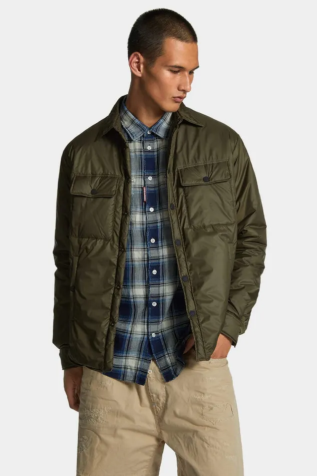 Dsquared2 Shirts Military Light Puffer Shirt Olive Green 8211 Men