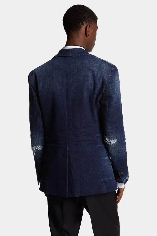 Dsquared2 Suits and Blazer Dark Ripped Wash JC Denim Blazer Navy 8211 Men