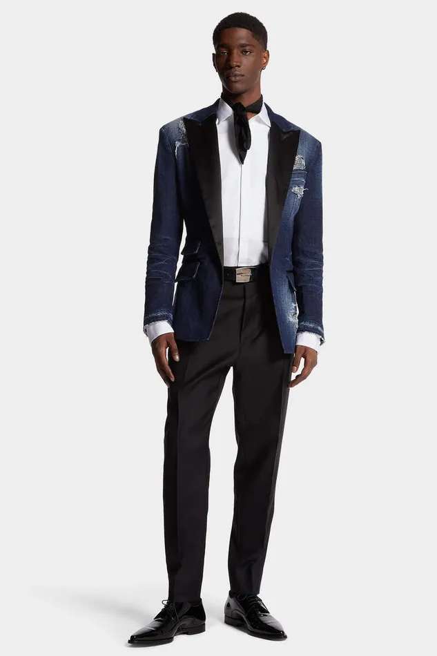 Dsquared2 Suits and Blazer Dark Ripped Wash JC Denim Blazer Navy 8211 Men