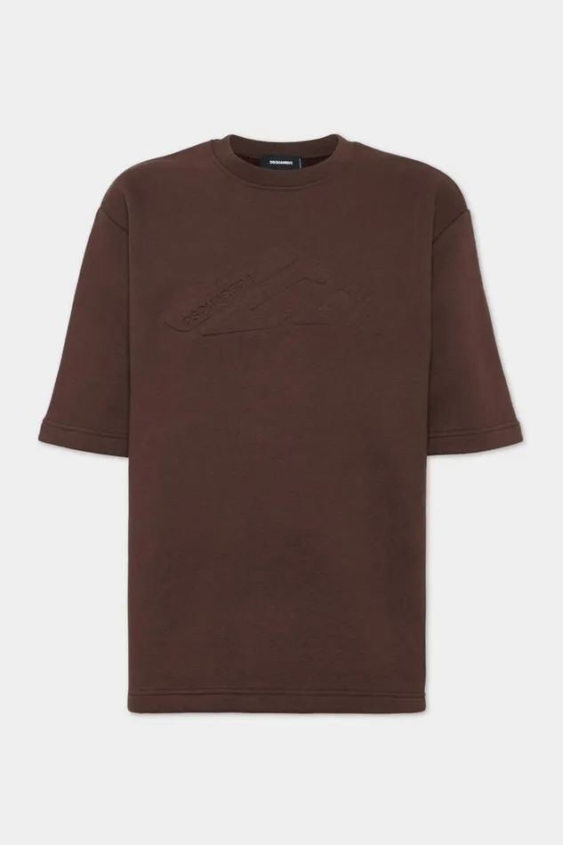 Dsquared2 Sweatshirts Icon New Generation Loose Fit ShortSleeve Sweatshirt Dark Chocolate 8211 Men