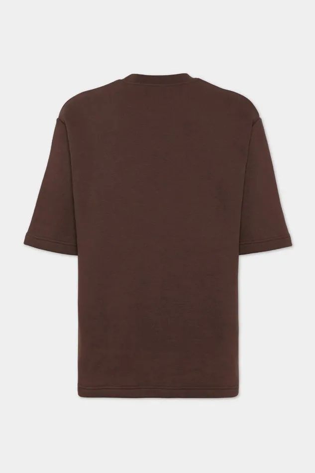 Dsquared2 Sweatshirts Icon New Generation Loose Fit ShortSleeve Sweatshirt Dark Chocolate 8211 Men