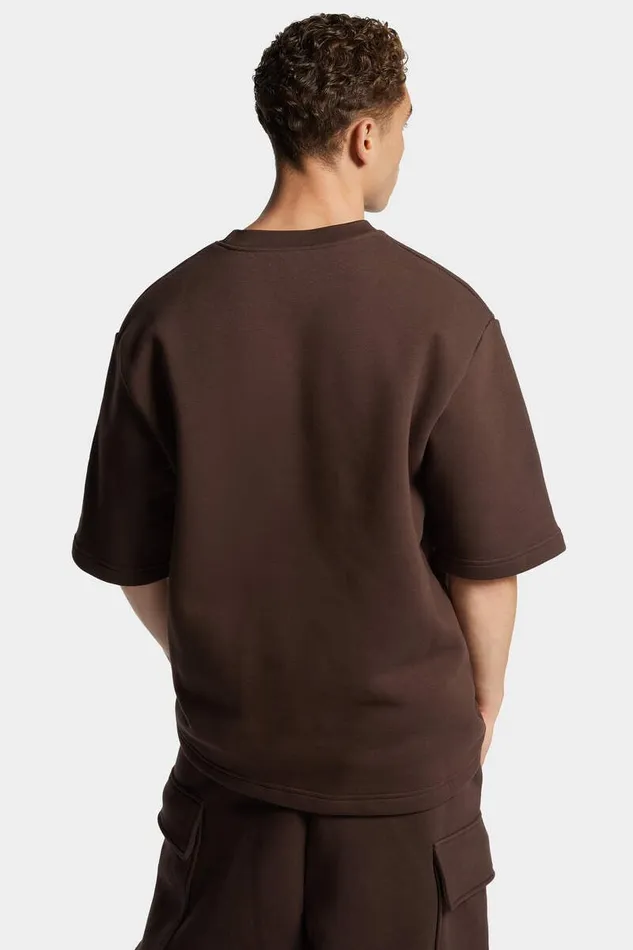 Dsquared2 Sweatshirts Icon New Generation Loose Fit ShortSleeve Sweatshirt Dark Chocolate 8211 Men