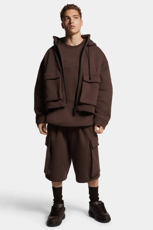 Dsquared2 Sweatshirts Icon New Generation Loose Fit ShortSleeve Sweatshirt Dark Chocolate 8211 Men