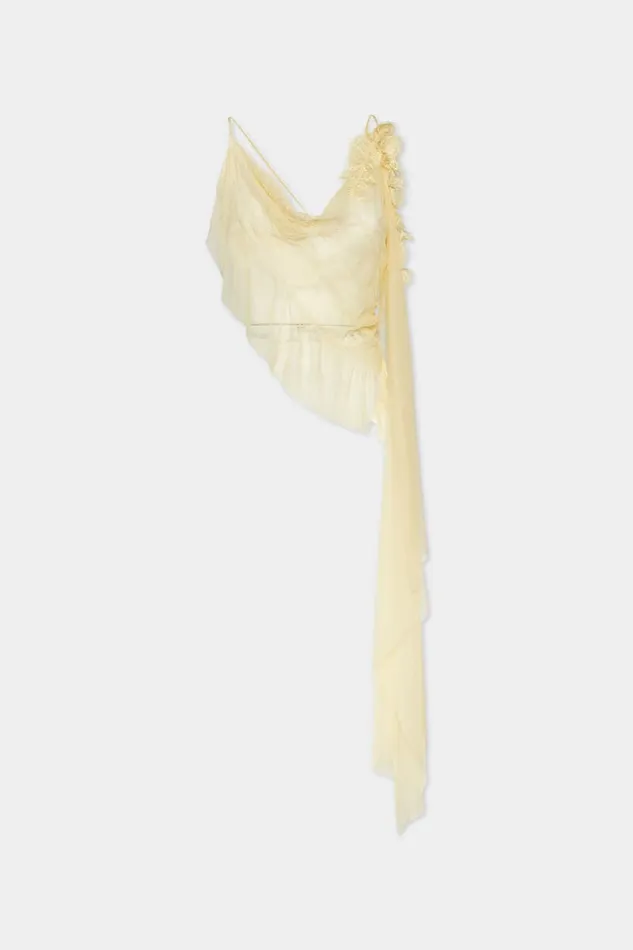 Dsquared2 Tops and TShirts Delicate Sheer Camisole Dusty Banana 8211 Women