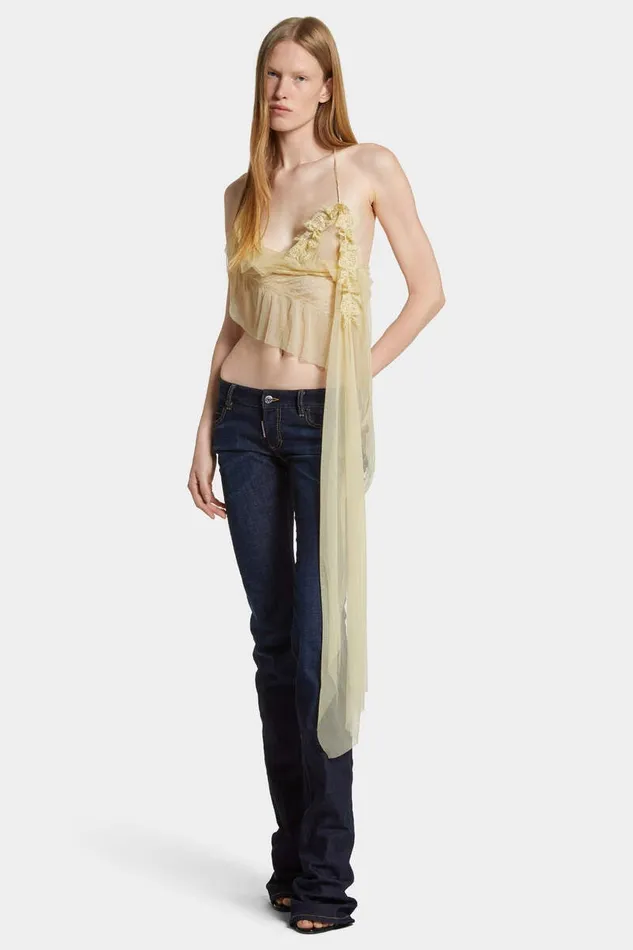 Dsquared2 Tops and TShirts Delicate Sheer Camisole Dusty Banana 8211 Women