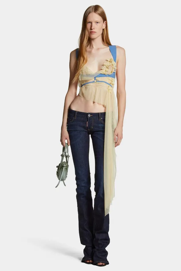 Dsquared2 Tops and TShirts Delicate Sheer Camisole Dusty Banana 8211 Women