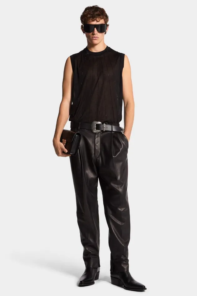 Dsquared2 Trousers Leather Two Pleats Pant Black 8211 Men