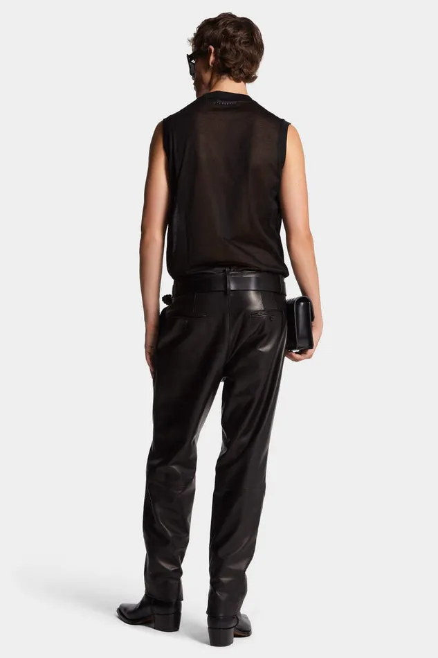 Dsquared2 Trousers Leather Two Pleats Pant Black 8211 Men