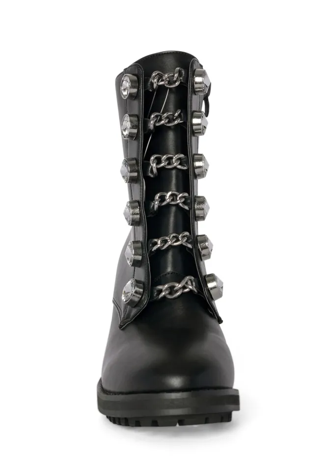 EMBELLISHED COMBAT BOOTS Black Women VENUS Boots and Booties