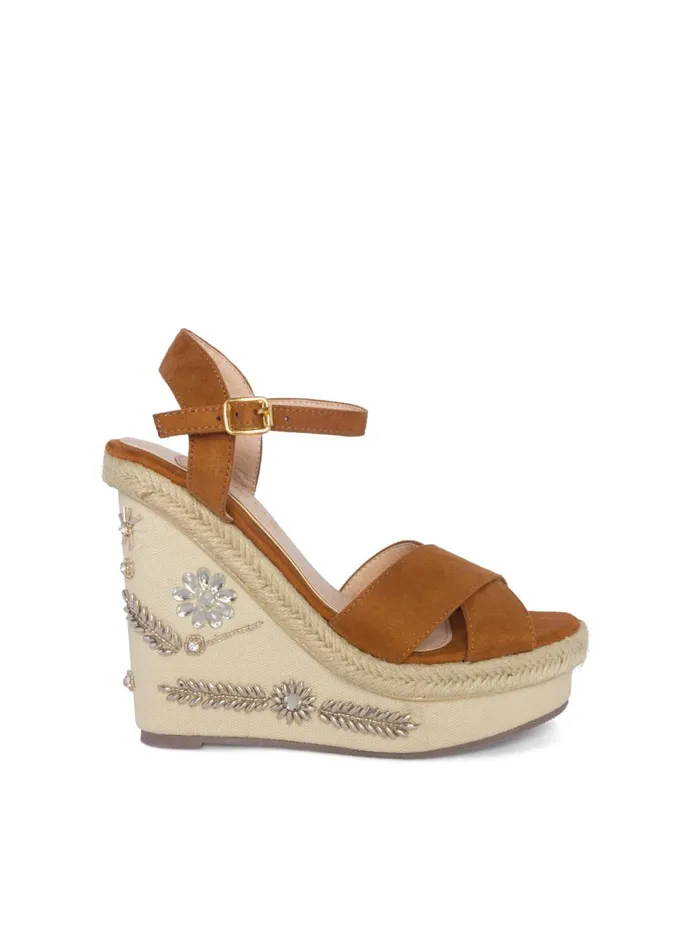EMBELLISHED WEDGES Cognac Women VENUS Sandals and Wedges EMBELLISHED WEDGES Cognac Women VENUS Sandals and Wedges