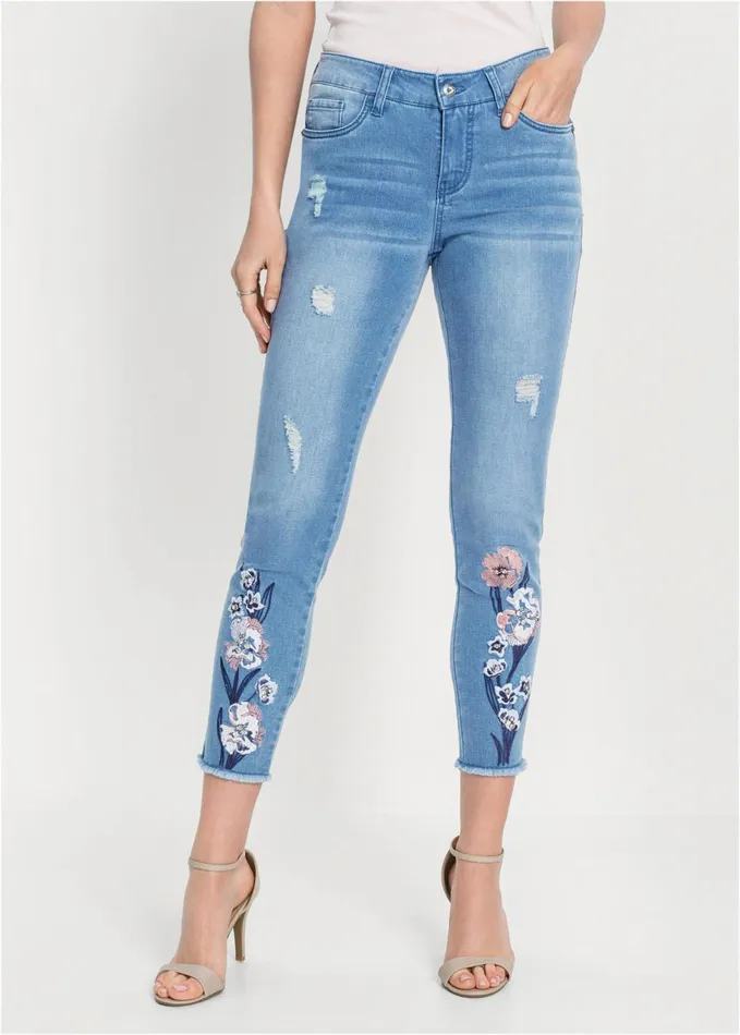 EMBROIDERED JEANS Light Wash Women VENUS Novelty Jeans