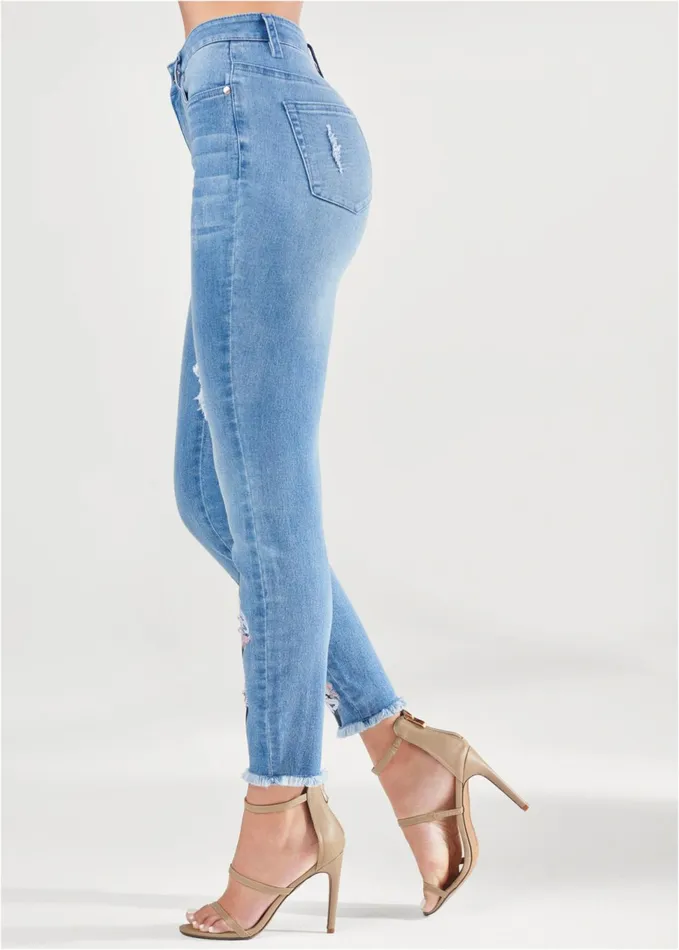 EMBROIDERED JEANS Light Wash Women VENUS Novelty Jeans