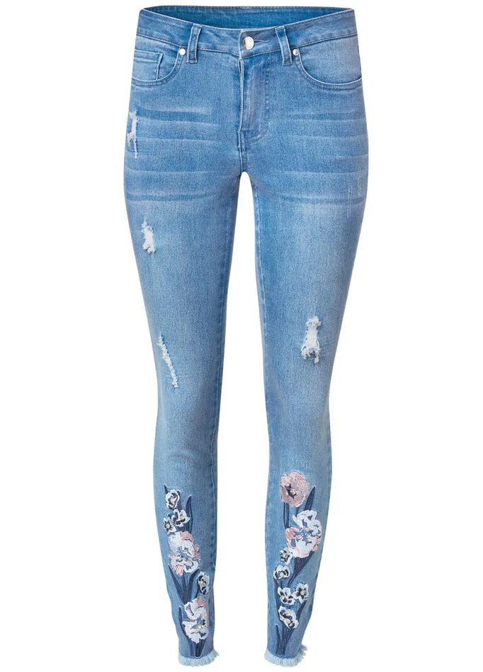 EMBROIDERED JEANS Light Wash Women VENUS Novelty Jeans