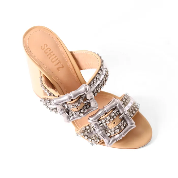 Enola Shine Leather Sandal Light Wood Women Schutz Shoes Enola