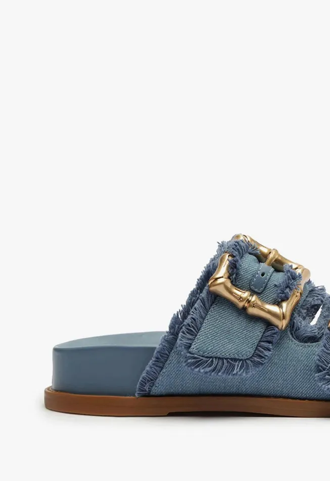 Enola Sporty Denim Sandal Summer Jeans Women Schutz Shoes Mules