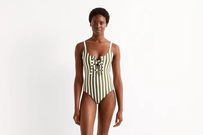 ERES Destino Tank OnePiece Olive VerteBlanc Women OnePiece Swimsuits