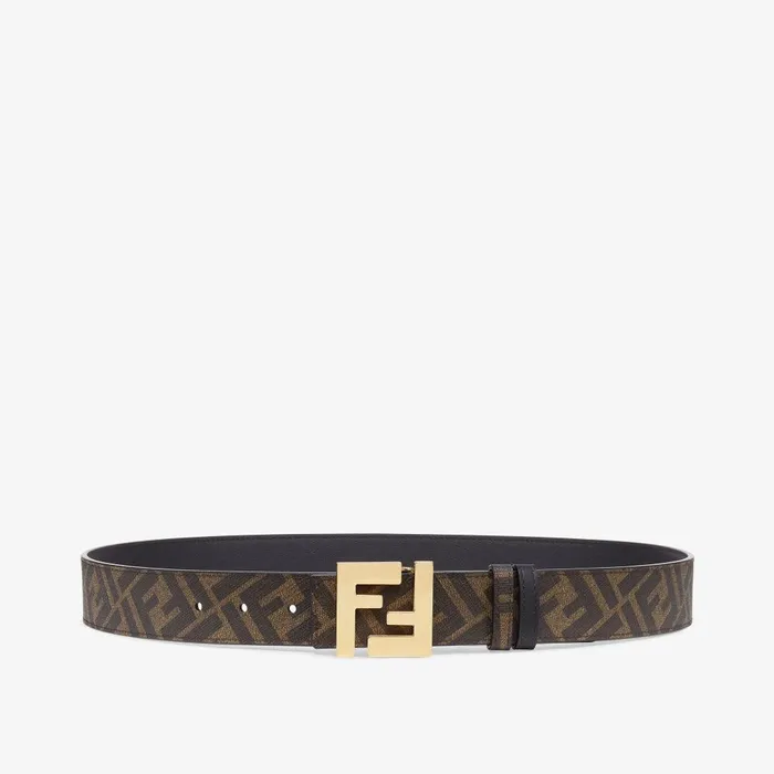 Fendi Belts Squared FF Belt Black Leather Reversible Belt 8211 Men