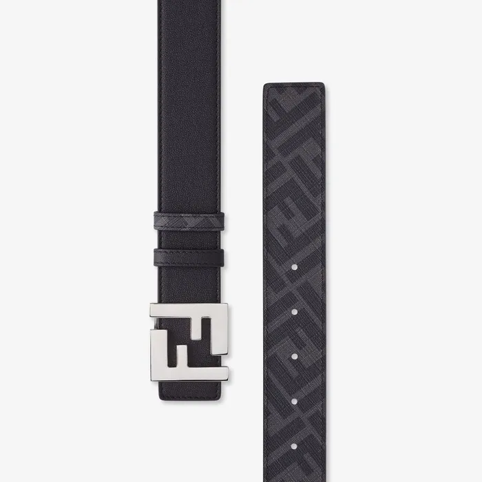 Fendi Belts Squared FF Belt Black Leather Reversible Belt 8211 Men
