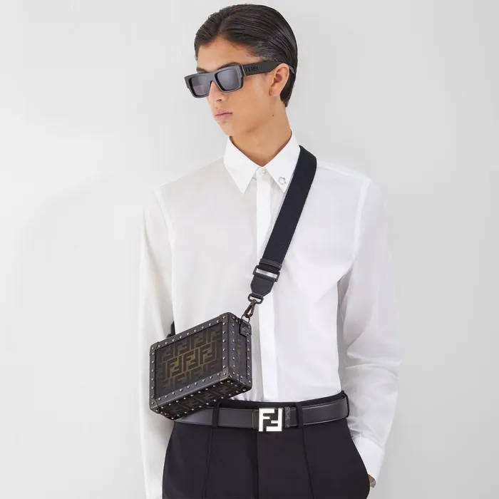 Fendi Belts Squared FF Belt Black Leather Reversible Belt 8211 Men