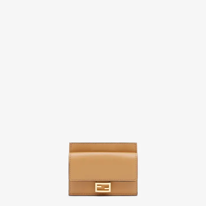 Fendi Card Holders Baguette Card Holder Beige Nappa Leather Card Holder 8211 Women
