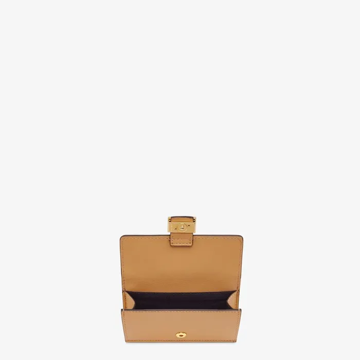 Fendi Card Holders Baguette Card Holder Beige Nappa Leather Card Holder 8211 Women