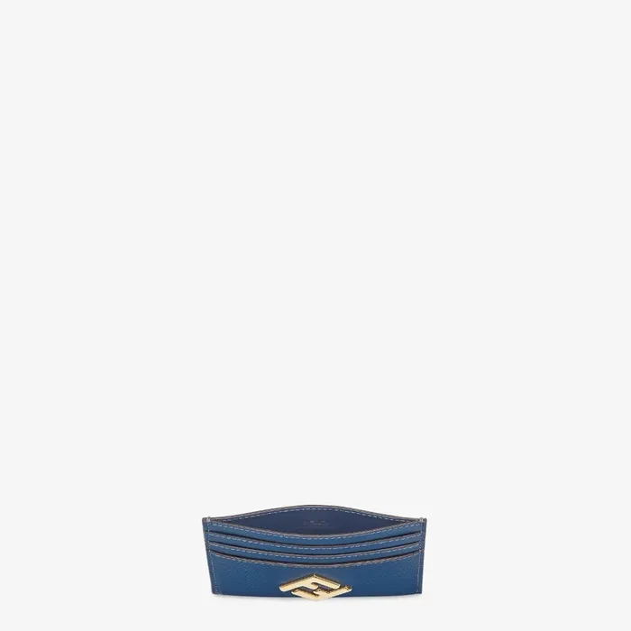 Fendi Card Holders FF Diamonds Card Case Blue Leather Flat Card Holder 8211 Women