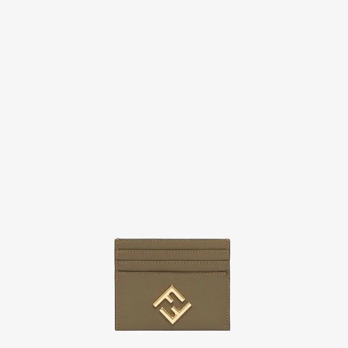 Fendi Card Holders FF Diamonds Card Case Green Leather Flat Card Holder 8211 Women Fendi Card Holders FF Diamonds Card Case Green Leather Flat Card Holder 8211 Women