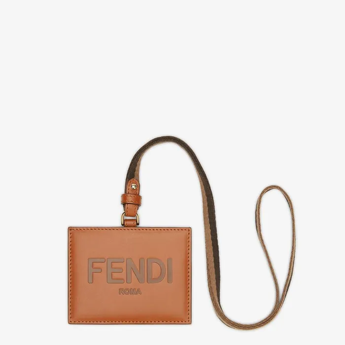 Fendi Card Holders Name Badge Brown Leather Name Badge 8211 Women