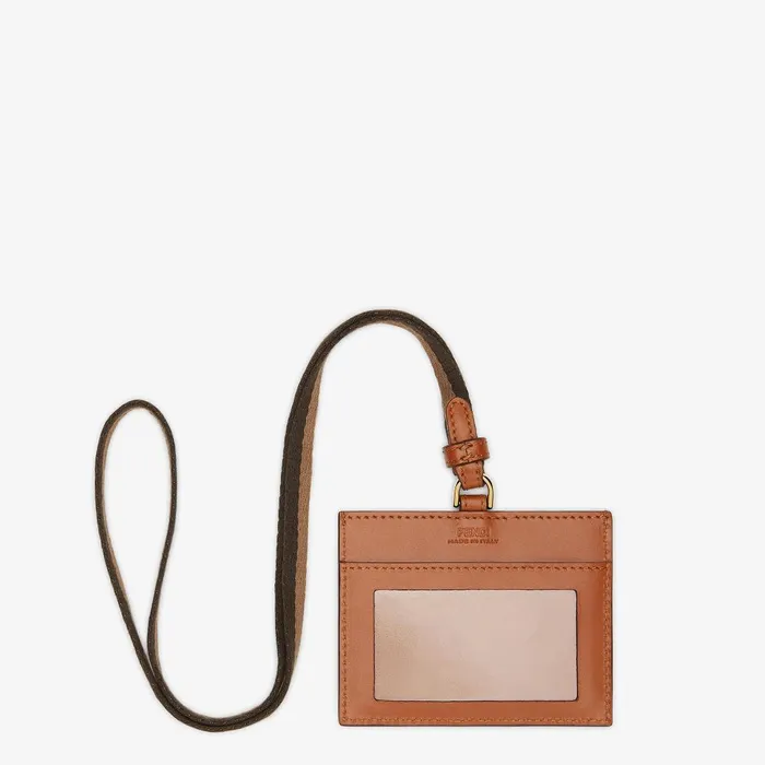Fendi Card Holders Name Badge Brown Leather Name Badge 8211 Women