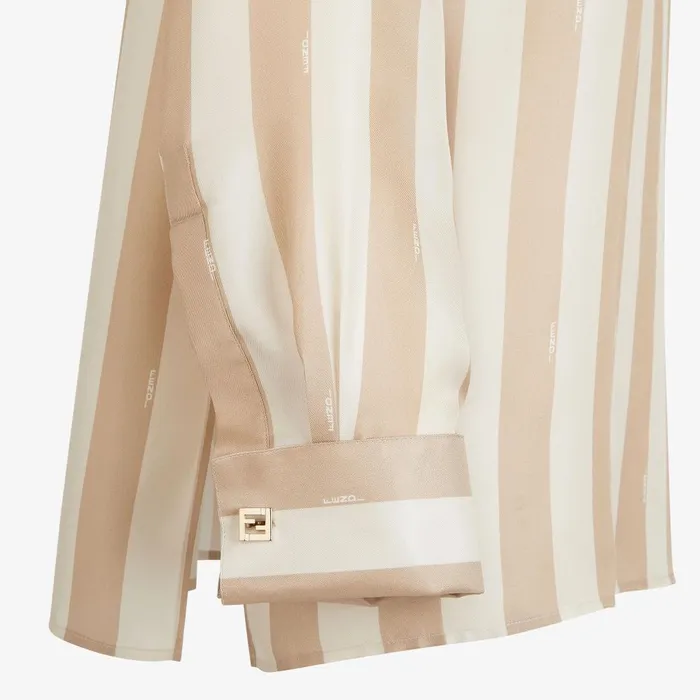 Fendi Coordinated Sets Shirt Beige Pequin Silk Shirt 8211 Women
