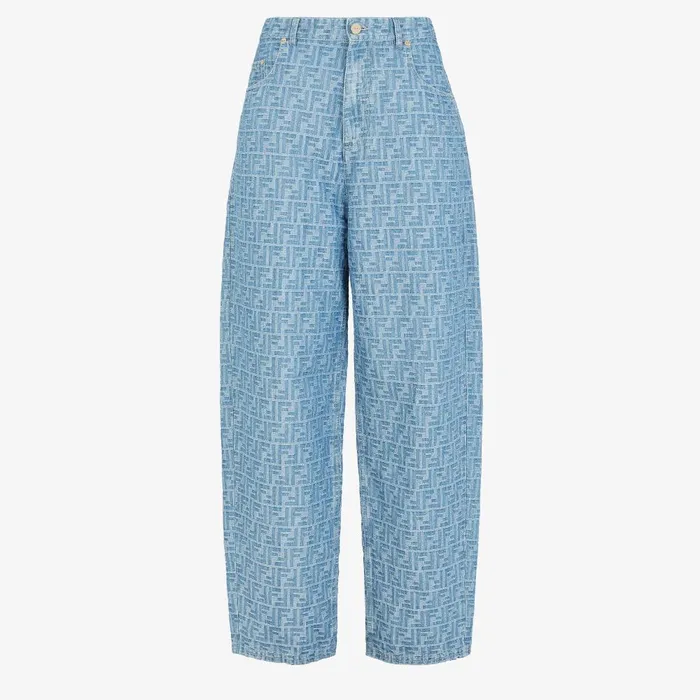 Fendi Denim Long Jeans Light Blue FF Denim Pants 8211 Women