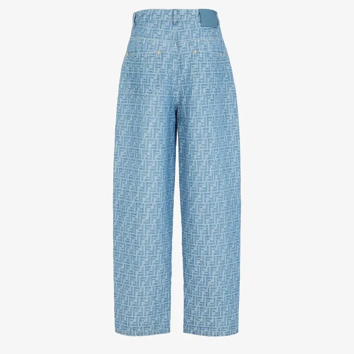 Fendi Denim Long Jeans Light Blue FF Denim Pants 8211 Women