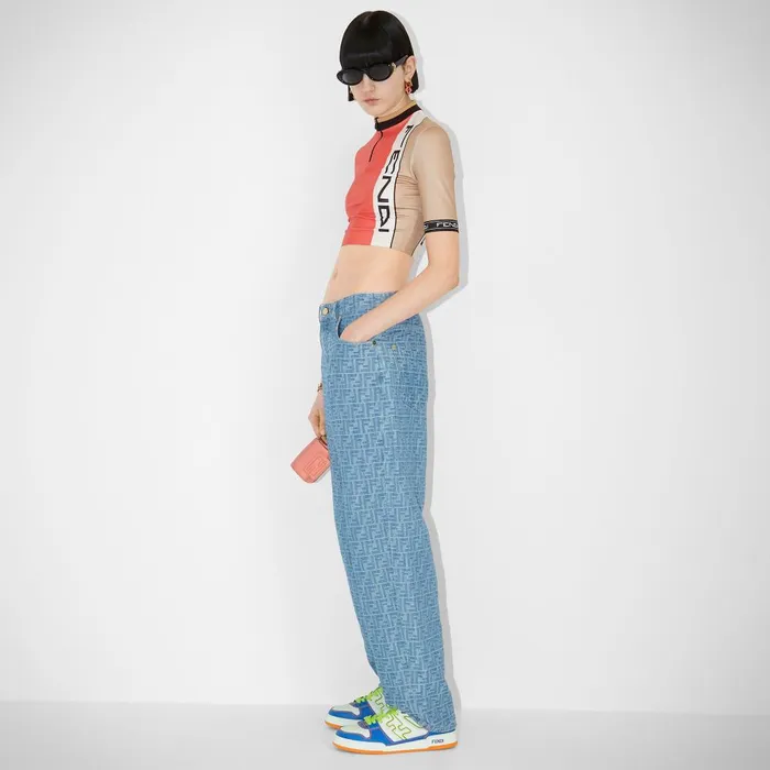 Fendi Denim Long Jeans Light Blue FF Denim Pants 8211 Women