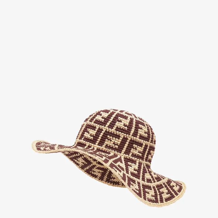 Fendi Hats and Gloves Hat Brown FF Viscose And Cotton Fiber Hat 8211 Women