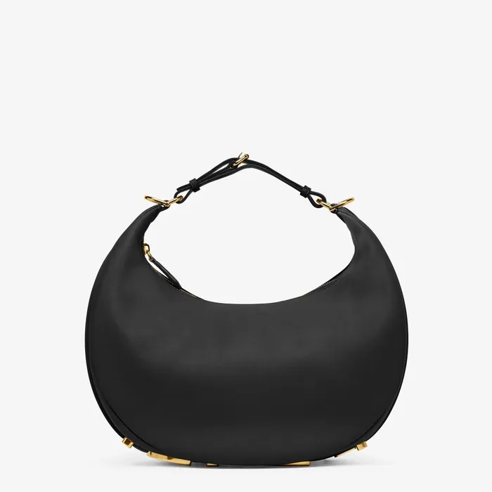 Fendi Hobo Bags Fendigraphy Medium Black Leather Bag 8211 Women