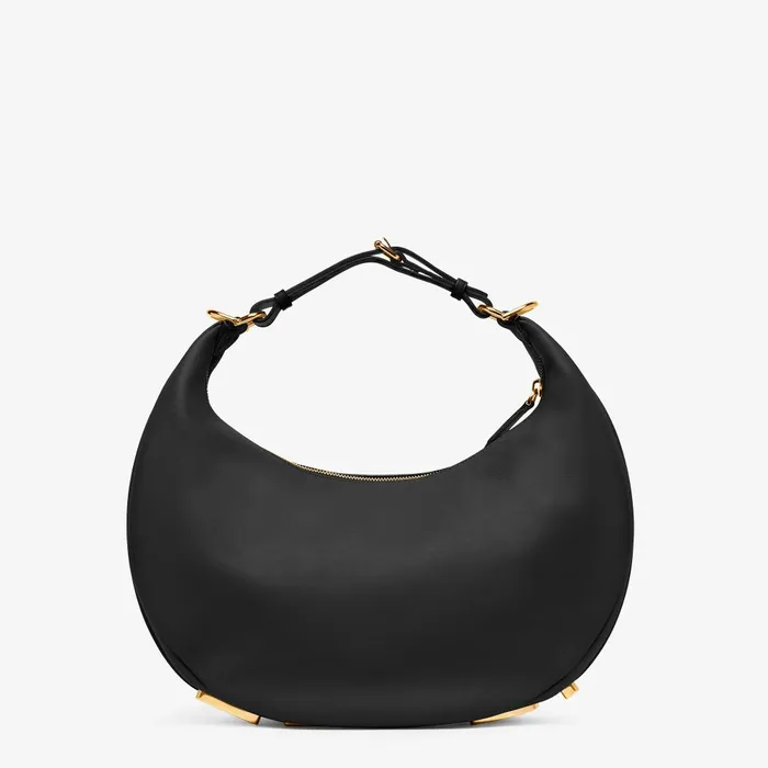 Fendi Hobo Bags Fendigraphy Medium Black Leather Bag 8211 Women