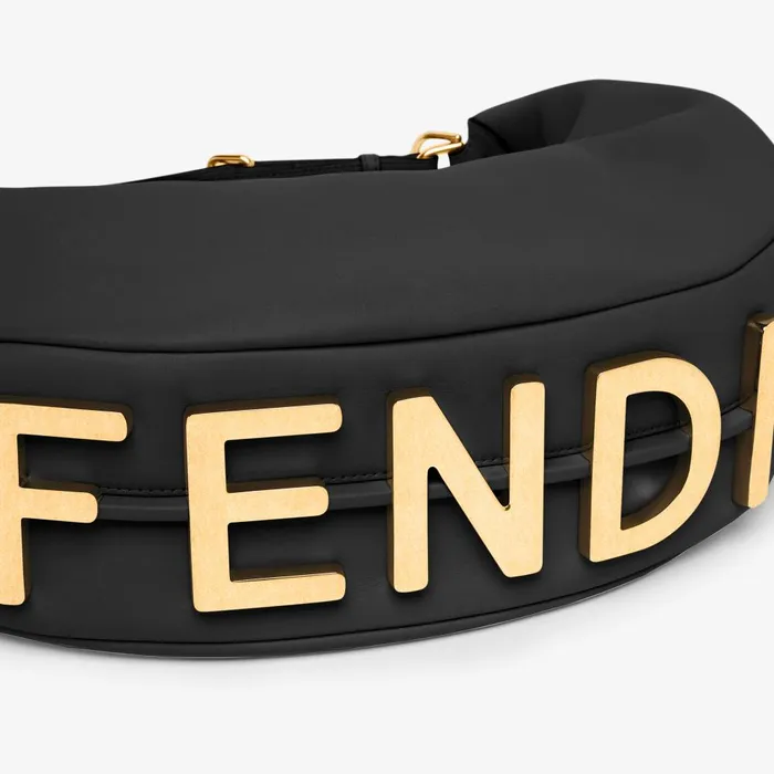 Fendi Hobo Bags Fendigraphy Medium Black Leather Bag 8211 Women