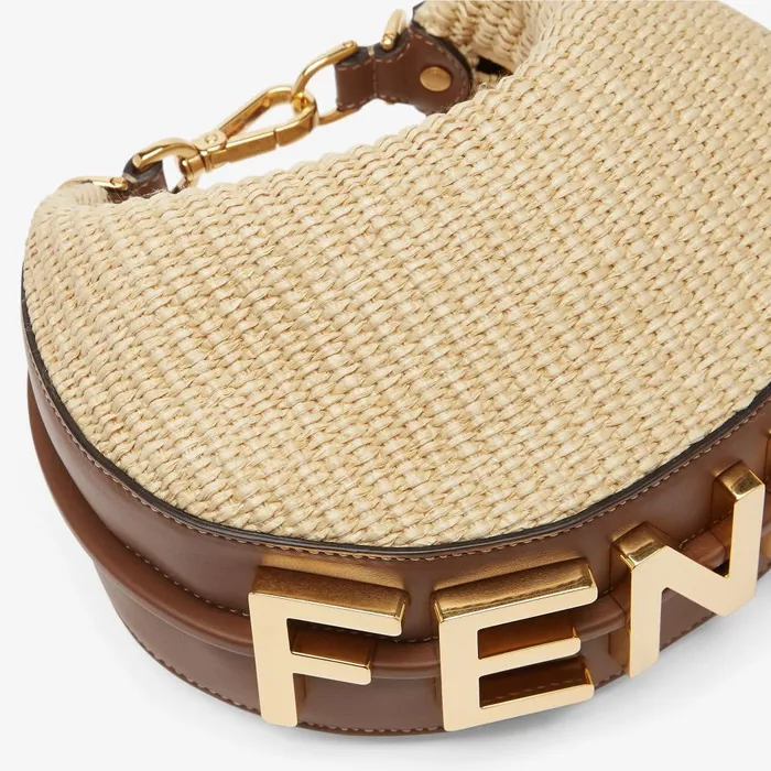 Fendi Hobo Bags Fendigraphy Mini Beige Cotton Fiber Minibag 8211 Women
