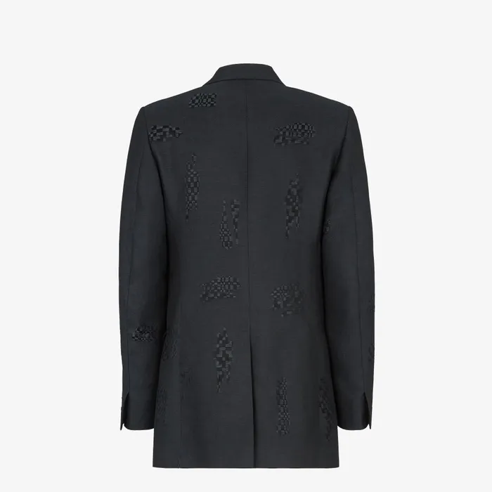 Fendi Jackets and Suits Jacket Black Jacquard Wool Blazer 8211 Men