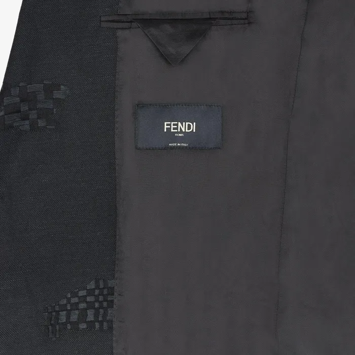 Fendi Jackets and Suits Jacket Black Jacquard Wool Blazer 8211 Men