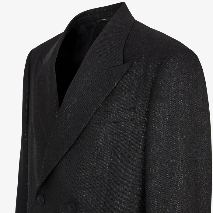 Fendi Jackets and Suits Jacket Black Wool And Lurex Gabardine Blazer 8211 Men